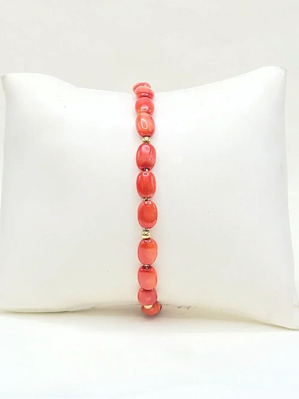 David Yurman Bijoux Pebble Bead Bracelet in Yellow Gold w/ Red Sea Bamboo Coral